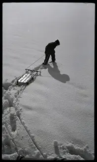 Sled Prints: Pulling Sled Through Virgin Snow