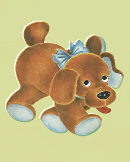 Fluffy Prints: Puppy with Blue Bow