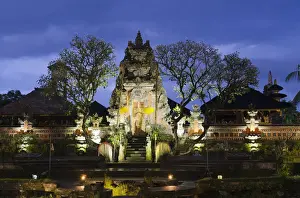 Puri Saraswati temple at night, Ubud, Bali, Indonesia