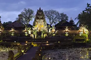Puri Saraswati temple at night, Ubud, Bali, Indonesia