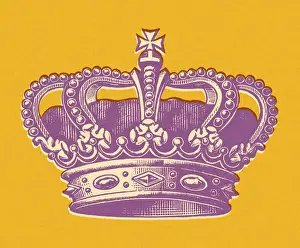 Emperor Prints: Purple Crown on Orange Background