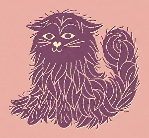 Fluffy Prints: Purple Fluffy Cat