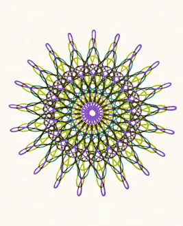 Purple and Green Snowflake Line Drawing