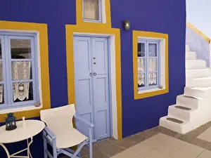 Sun-Kissed Serenity: Embrace Summer Vibes: Purple walls, Santorini, Greece