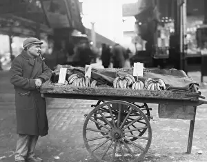 Pushcart Peddler Selling Bananas in New York City