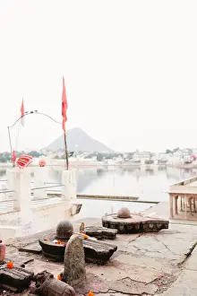 Pushkar Prints: Pushkar lake and shrine, Rajasthan India