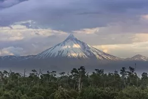 Twilight Gallery: Puyehue volcano in the evening light, Puyehue, Los Lagos Region, Chile