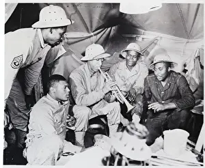 Liberia Prints: Pvt. E.Morse Plays Trumpet For Soldiers