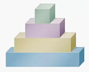 Pyramid of different coloured blocks