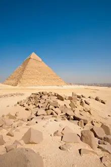 Pyramid Khafre Cairo Cityscape Boulders Vertical