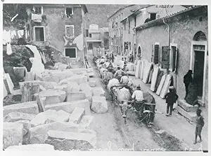 Carrara Prints: Quarry Workers Traveling With Carts