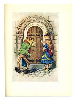 Queen Alice and frog illustration, (Alices Adventures in Wonderland)