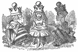 Queen Alice Talking to the Red Queen and White Queen in Through the Looking-Glass