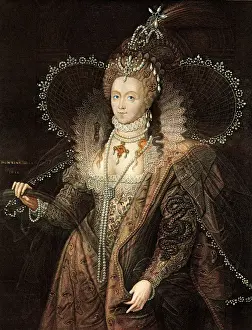 One Woman Only Prints: Queen Elizabeth I engraving from 1855 photo & colour work by D Walker