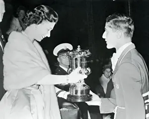 Equestrians Prints: Queen Elizabeth II Presenting Equestrian Trophy