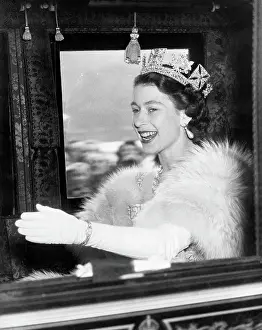 Queen Elizabeth II Waving from Coach