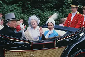 Ascot Prints: Queen Elizabeth and Princess Margaret Waving