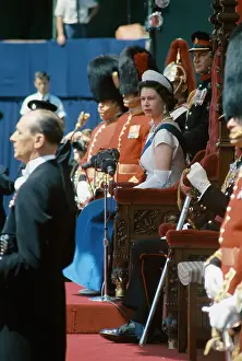 Queen Elizabeth Sitting on Throne During Ecumenical Service
