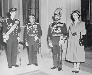 Queen Elizabeth Standing Next to Emperor Haile Selassi