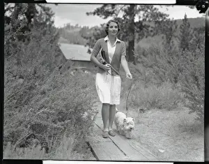 Reno Prints: Queen Helen Wills Moody Walking with her Dog