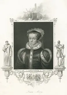 Prints of This is an engraved portrait of Queen Mary I (1516 - 1558), the first English queen to reign in her own right. She was the child of Henry VIII and his first wife, Catherine of Aragon Henry VIII (1491-1547) Prints: Queen Mary I portrait from 19th century steel engraving