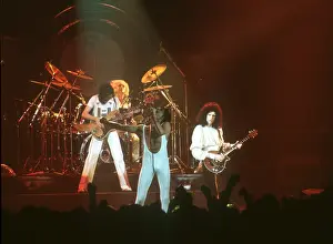 Prints of British rock band Queen perform in concert at the Forum on December 22, 1977 in Inglewood, California. (Photo by Richard Creamer/Michael Ochs Archives/Getty Images) Queen Unleashed: Queen Performing in LA