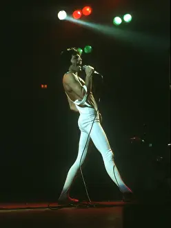 Prints of British rock band Queen perform in concert at the Forum on December 22, 1977 in Inglewood, California. (Photo by Richard Creamer/Michael Ochs Archives/Getty Images) Queen Unleashed: Queen Performing in LA