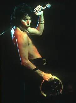 Prints of British rock band Queen perform in concert with Freddie Mercury wearing black leotard at the Forum on December 22, 1977 in Inglewood, California Queen Unleashed: Queen Performing in LA