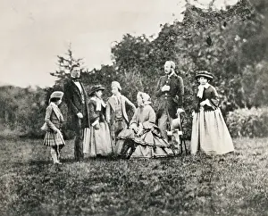 Queen Victoria with Husband Prince Albert and Children Outdoors