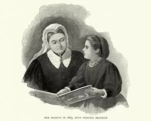 Queen Victoria reading with Princess Beatrice