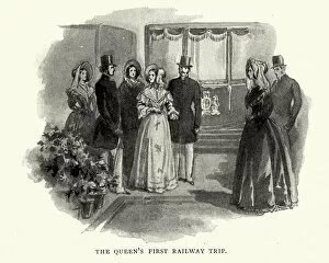 Queen Victoria (r. 1819-1901) Gallery: Queen Victorias first trip on the railway, 19th Century