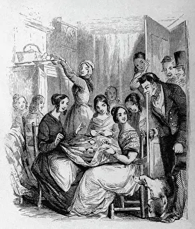 Quilting Party in American Home