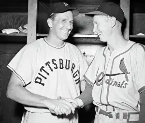 Congratulating Prints: R Kiner & A Schoendienst Handshake Allst