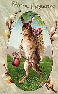 Rabbit Prints: Rabbit Carrying Easter Eggs
