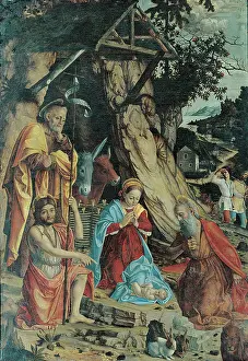 Teenager Prints: Rabbit Christmas Creche with Sts John and Jerome, by Girolamo dei Libri, 16th Century