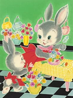 Rabbits Making Flower Baskets