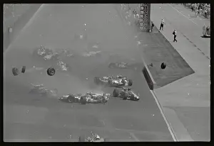 Indiana Prints: Race Cars and Wheels Skidding on Speedway