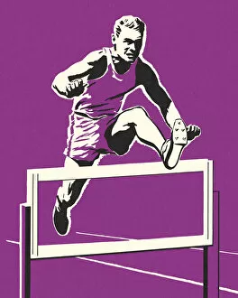 Images Dated 21st December 2015: Racer Jumping Over a Hurdle