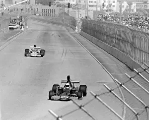 Prints of LONG BEACH, CALIFORNIA - SEPTEMBER 28 : Americans Bob Nagel (75) and Tuck Thomas (88) race on Shoreline Drive during the inaugural race of the Grand Prix of Long Beach Legends of the Track: Racers at Inaugural Grand Prix of Long Beach 1975