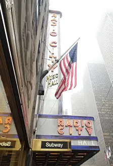 Prints of Low-angle view of facade of Radio City Music Hall in fog in Manhattan, New York City, New York, February 6, 2020. (Photo by Morse Collection/Gado/Getty Images) Where New York’s brightest moments take center stage: Radio City Music Hall
