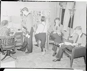 Work Break Prints: Radio City Music Hall Ushers Relaxing in Library