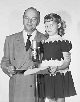 Radio Entertainer Edgar Bergen with Daughter Candice at Microphone