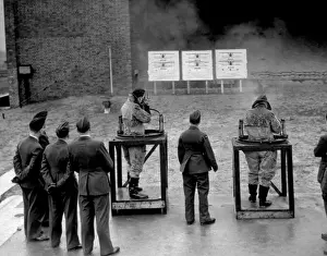 Prints of circa 1940: Twenty-five yard firing instruction for air gunners of the Royal Air Force Voluntary Reserve. (Photo by Fox Photos/Getty Images) Timeless Treasures: Iconic Black and White Prints from the Fox Photo Library: RAF Air Gunners