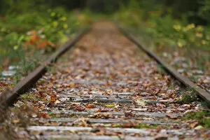 Railroad tracks in autumn, New Hampshire, USA