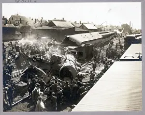 New Hampshire Prints: Railroad Wreck/Train Derailed/On Side