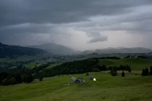 Swiss Collection: Rain front in the Appenzell region of the Swiss Alps, Switzerland, Europe, PublicGround
