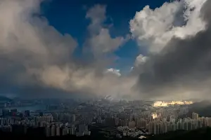 Rain cloud over Hong Kong island
