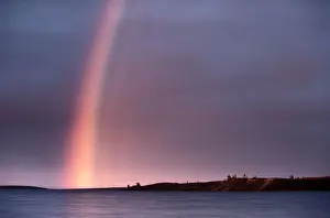 Rainbow over lake, Yellowknife region, Northwest Terrirories, Canada