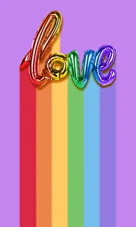 visual treasures/valentine day art prints/rainbow love balloons view