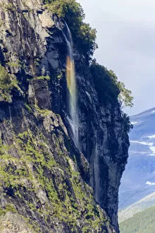 Rainbow in Seven Sisters Waterfall, Geirangerfjord, Norway